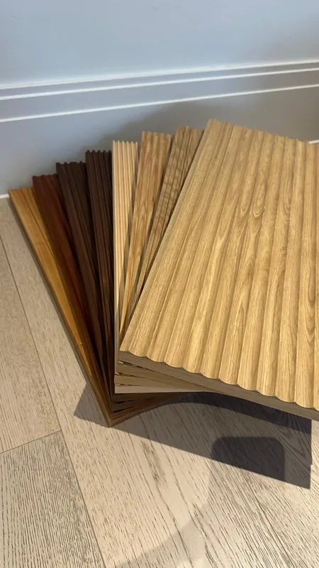 Fan of real timber fluted and reeded samples in several species